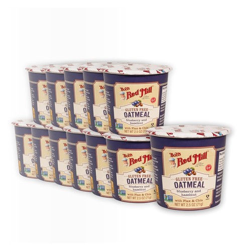 Gluten Free Oatmeal With Flax & Chia, Blueberry and Hazelnut, 12 Cups, 2.5 oz
