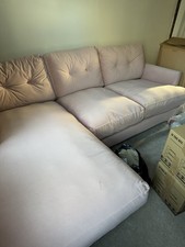 Joules Blue Patterdale Velvet Right-Handed Chaise Sofa