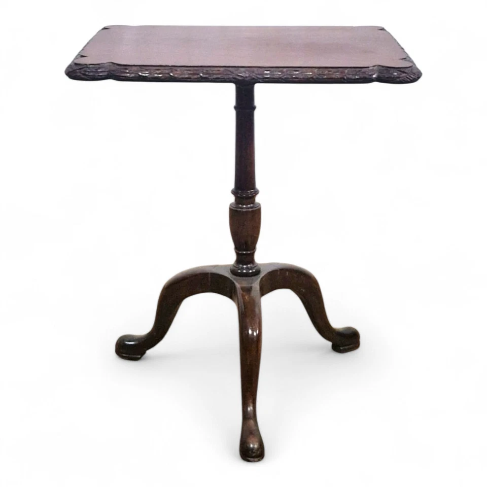 Antique carved mahogany pedestal wine table - side occasional table - Image 3 of 4