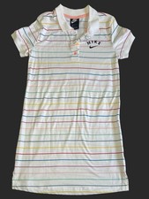 Nike Dress Girls Large Polo Shirt Dress Striped Tennis Golf White Preppy