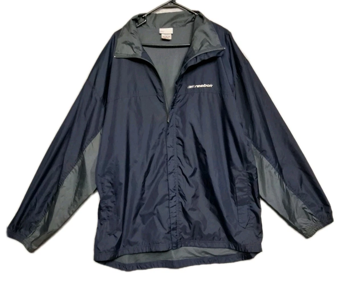 Reebok Navy Windbreaker Jacket XL Lightweight Nylon Mesh Lined Retro Y2K...