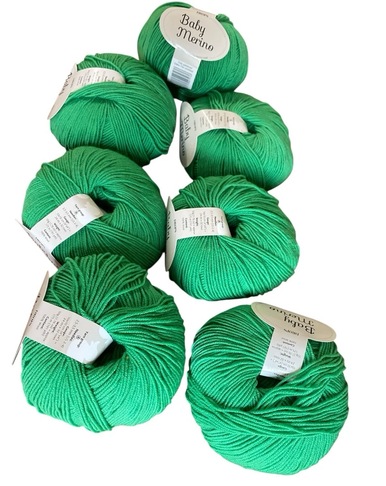 Drops Baby Merino 100% Merino Wool 7 Balls ea  50 g 191 yds Vibrant Green NWT - Image 2 of 4