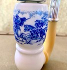 Vintage Avon Milk Glass Cologne Decanter with “Wild Boar Hunt” images  — photo 4