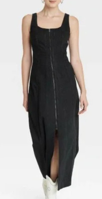 NEW Universal Thread Black Denim Maxi Corset Dress Size 6