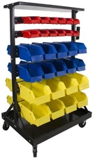 Erie Tools 60 Bin Parts Storage Rack with Locking Wheels Shop Garage Nut Bolt