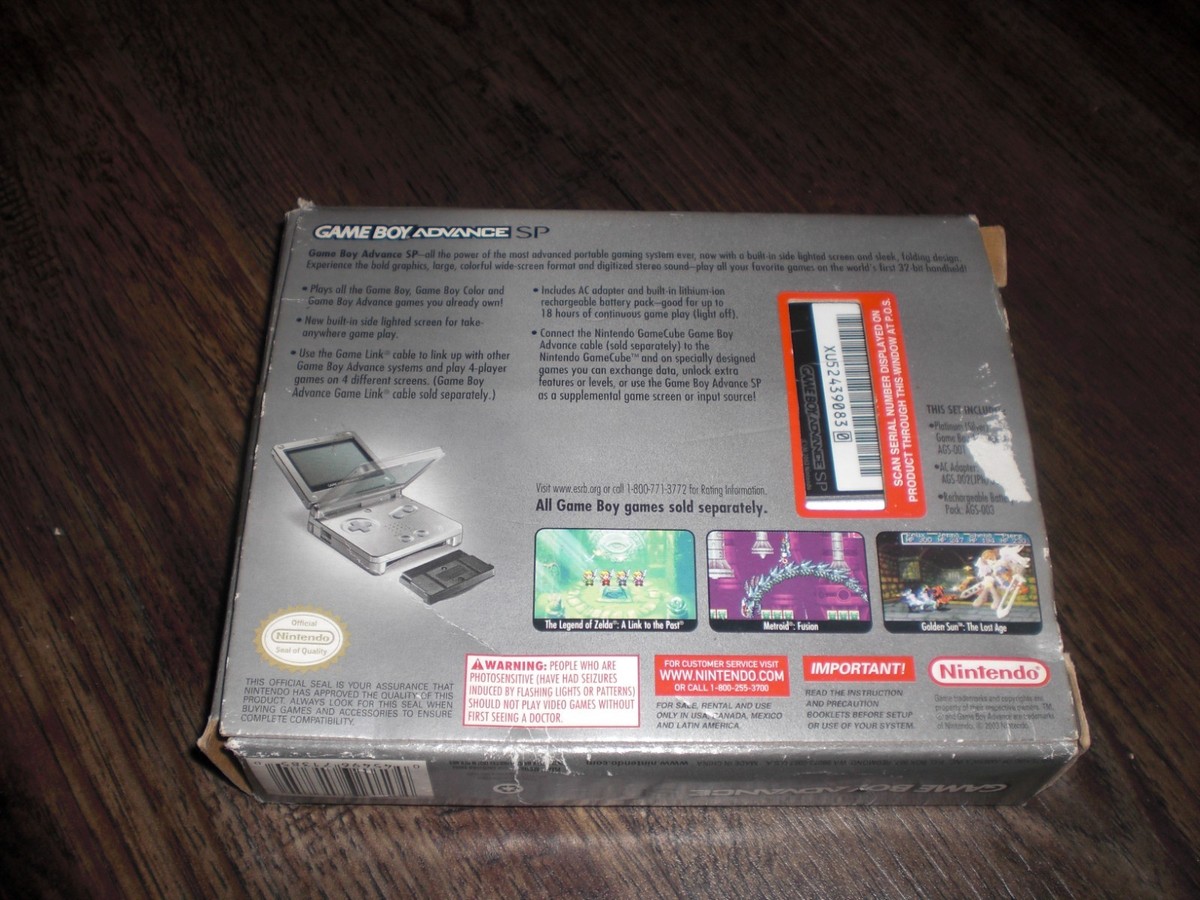Nintendo Game Boy Advance GBA SP AGS-001 Silver Console System