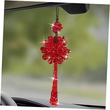 Bling Crystal Car Hanging Pendant, Car Rear View Mirror Charm, Personalized Red