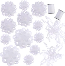 16 Pcs Gift Bows for Wrapping Presents, Christmas, Birthdays, Weddings, White