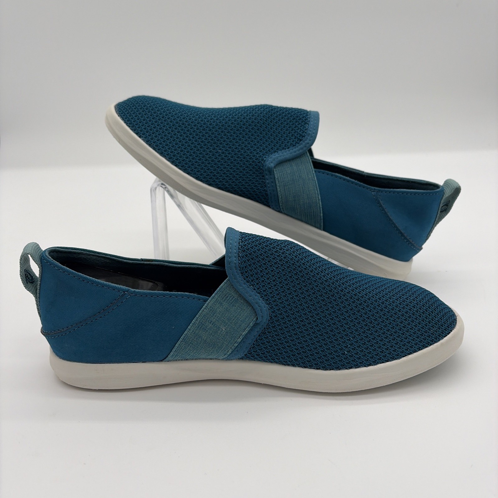 OLUKAI Hale'iwa Olona Shoes Knit Fabric Slip On Comfort Loafer Womens Sz 7 Blue image 3