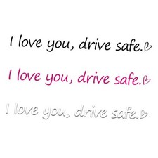 3X Car Rearview Mirror Decal with Heart,Vinyl Die Cut I Love You, Drive Safe