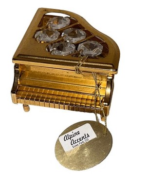 Alpine Accents ￼Grand Piano Figurine 24 K Gold Plated Austrian Crystals