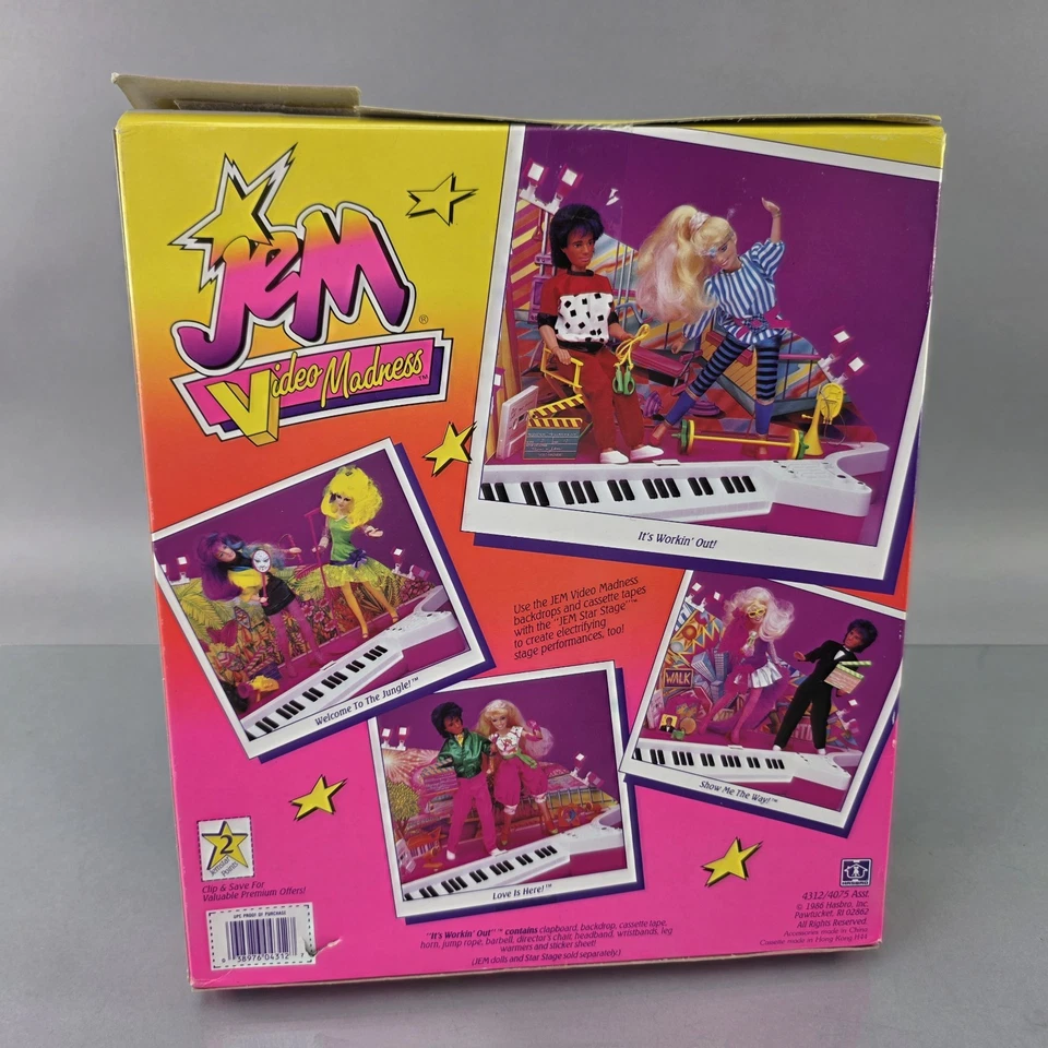 1986 JEM & THE HOLOGRAMS Studio Set VIDEO MADNESS Workout Playset Hasbro SEALED - Image 3 of 4