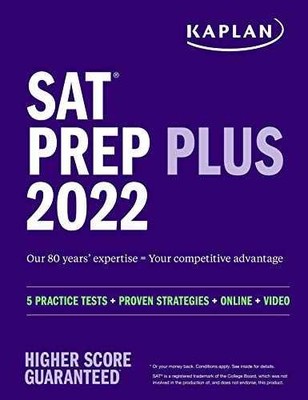 SAT Prep Plus 2022: 5 Practice - Paperback, by Kaplan Test Prep - Very Good