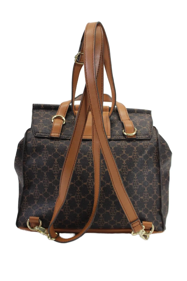 Nanette Lepore Womens Leather Monogram Coated Canvas Backpack Brown Size M - Image 3 of 4