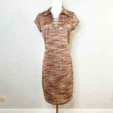 Vintage Rampage Space Dye Lace Up Knit Collared Dress Earth Tones Large USA Made