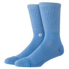 Stance Icon Crew Socks Sz L Large 9-13 Capri Blue Combed Cotton Blend