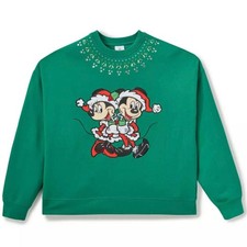 Santa Mickey and Minnie Mouse Holiday Pullover Sweatshirt for Women Size 2X New