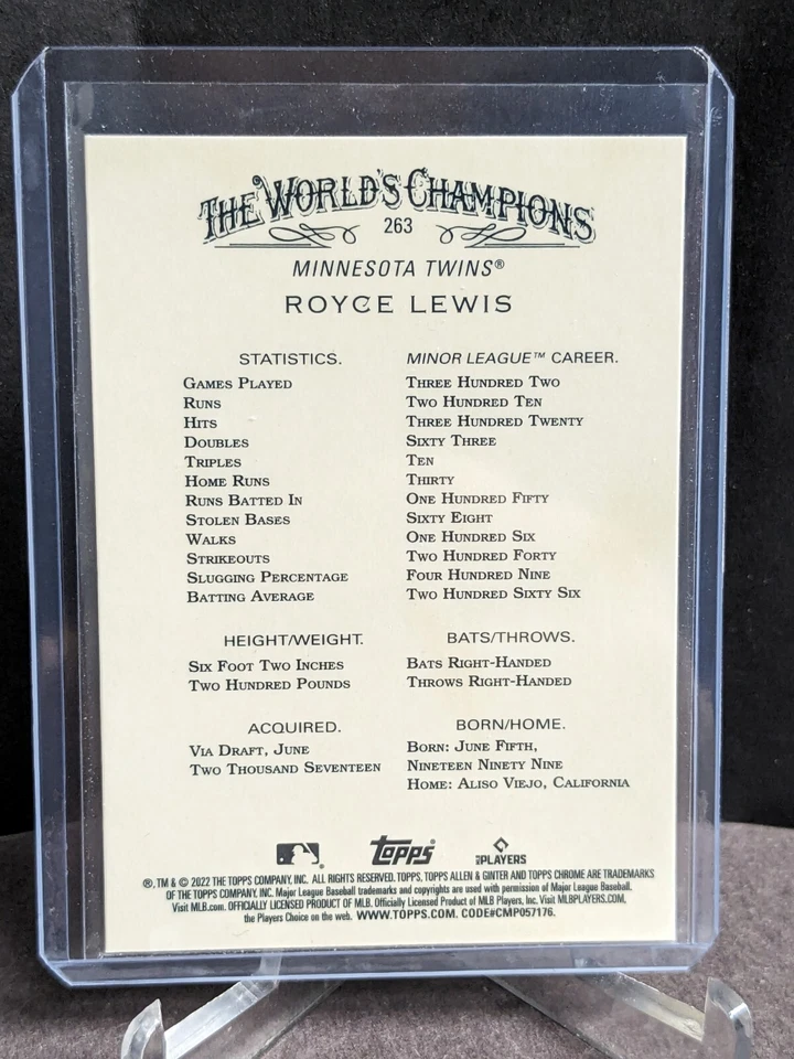 2022 Topps Allen & Ginter Chrome #263 Royce Lewis RC - Image 2 of 2