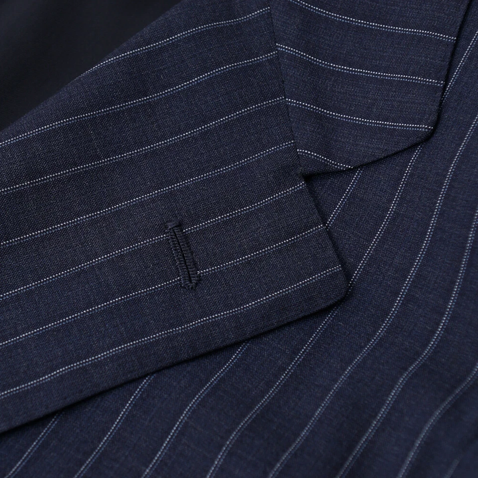 $3895 SARTORIA PARTENOPEA Dark Blue Stripe Lightweight Wool Suit Slim 44 R - Image 3 of 4