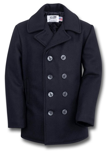 NEW SCHOTT 740N NYC WOOL PEA COAT DARK NAVY USA MADE [70304] - Picture 1 of 7