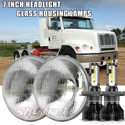 7'' inch Round Projector LED Headlights Hi/Lo Beam For Freightliner FL112 Truck