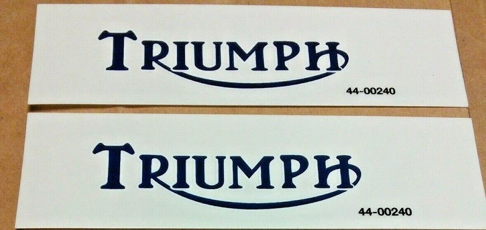 TRIUMPH looped 2-1/2 x 1" blue with white edge vinyl decal sticker pair 44-00240 - Image 4 of 4
