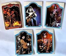 Kiss Argentina Stani vintage lot of 5 rare trading cards /puzzle 1981 Aucoin
