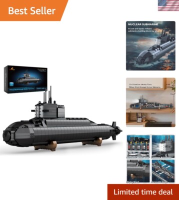 Realistic Nuclear Submarine Construction Set with Display Stand - Vintage Appeal