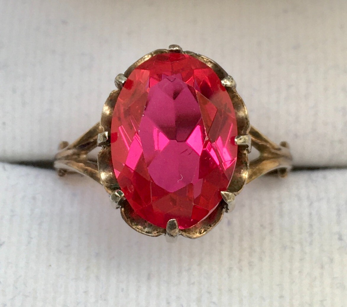Ring № 29 Vintage Soviet Red Ruby Silver Ring 875… - image 20