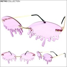 EXAGGERATED Retro PARTY Club Rave DJ SUN GLASSES Teardrop Dripping Purple Lens