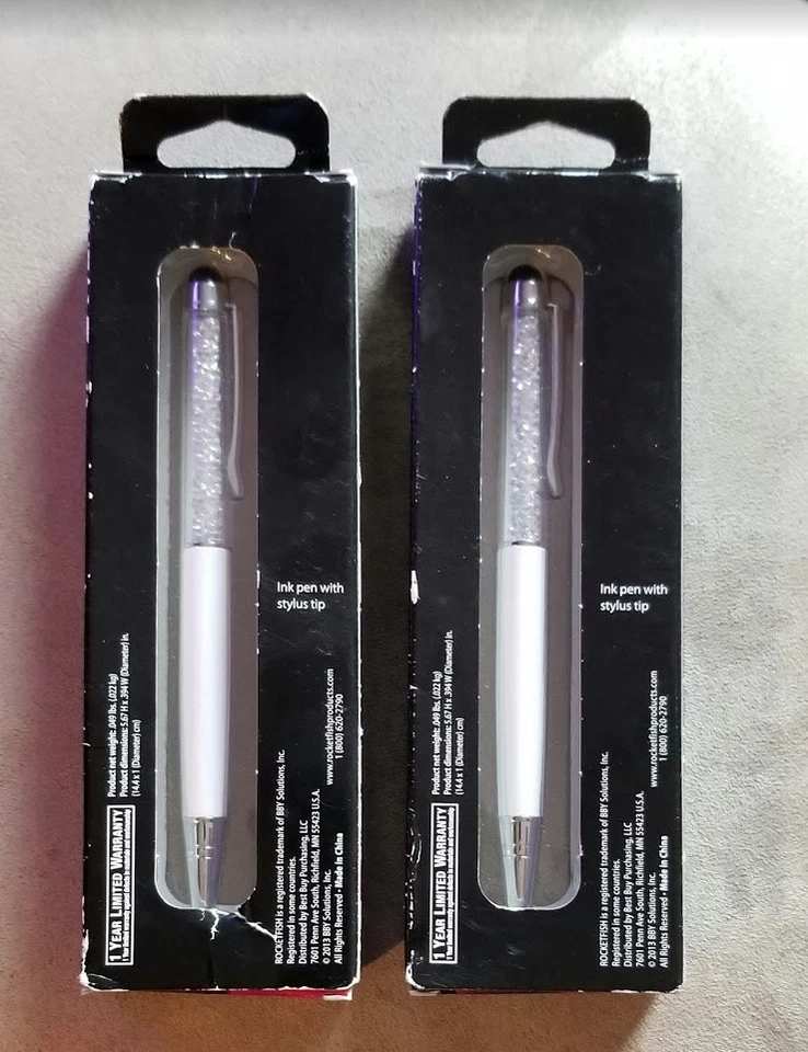 New Rocketfish Crystal Fashion ink Pen + Stylus Color is White 2 ea - Image 4 of 4