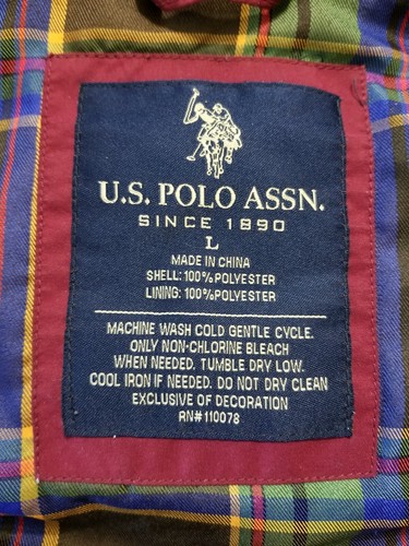 U.S. Polo Assn. Mens Jacket Vintage Plaid Interior Maroon Exterior Size L - Picture 5 of 6