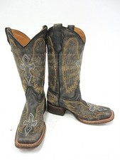 Corral Teen Black Winged Crossed Western Boots Sz 2 FREE SHIPPING