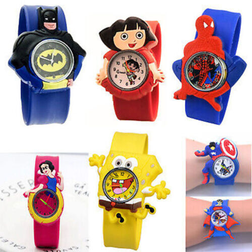 Kids Boys Girls Children Super Hero Snap On Slap Watch Quartz Analogue Watches - Afbeelding 1 van 14