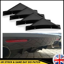 4 Pcs Black Universal Rear Bumper Diffuser Shark Fin Spoiler Lip Splitter Uk