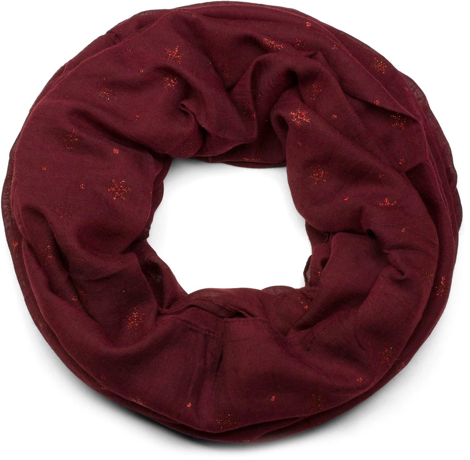 STYLEBREAKER Loop Schal, Metallic Schneeflocken Aufdruck, Glitzer Schlauchschal, Tuch, Damen