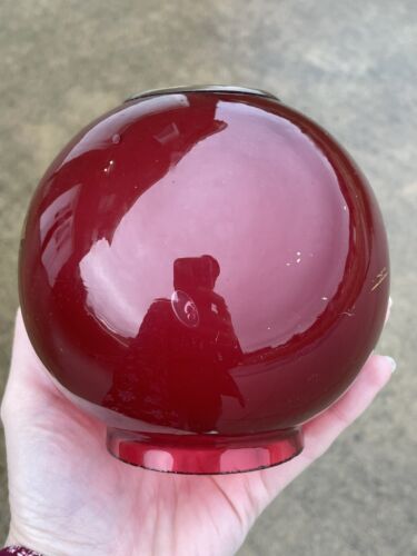 Old Antique Red Gold Glass Ball Oil Lamp Shade Cigar Lighter Globe 2 3/4" 3" Fit - Picture 7 of 24