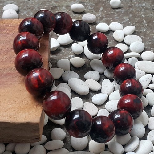 14 MM Genuine Red Sea Willow Bracelet 16 Beads Black Coral #07 - Picture 3 of 5