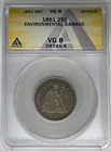 1861 Seated Liberty Quarter Civil War Coin ANACS VG 8 Details