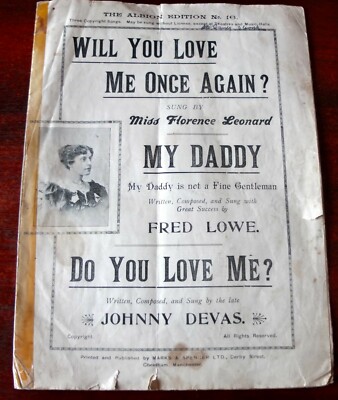 FLORENCE LEONARD WILL YOU LOVE ME AGAIN NOTEN HALL1896 JOHNNY DEVAS