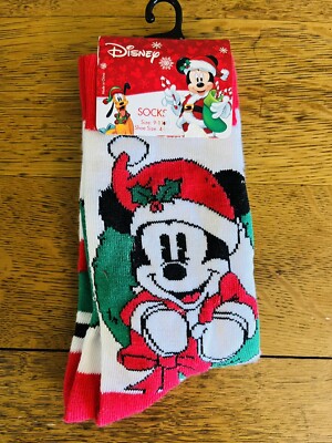 NWT Disney Mickey Christmas Socks Shoe Size 4-10