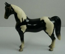 1950s Breyer Western Pony Glossy Black White Pinto, toy, no saddle, chain