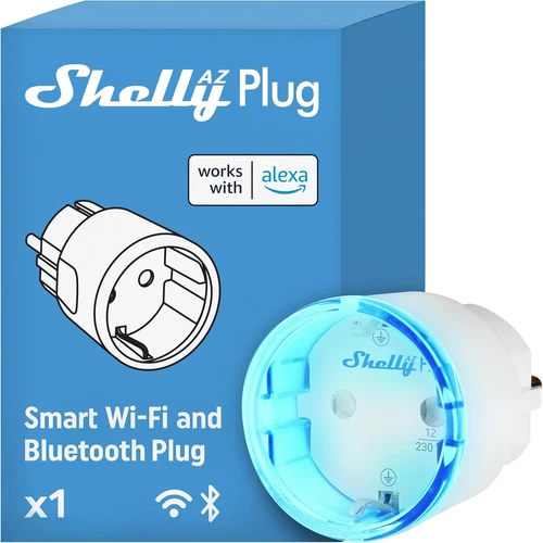 Shelly AZ Plug Weiß, Wlan-Betriebenere Smarte-Steckdose, Leistungsmessung, 12 A,