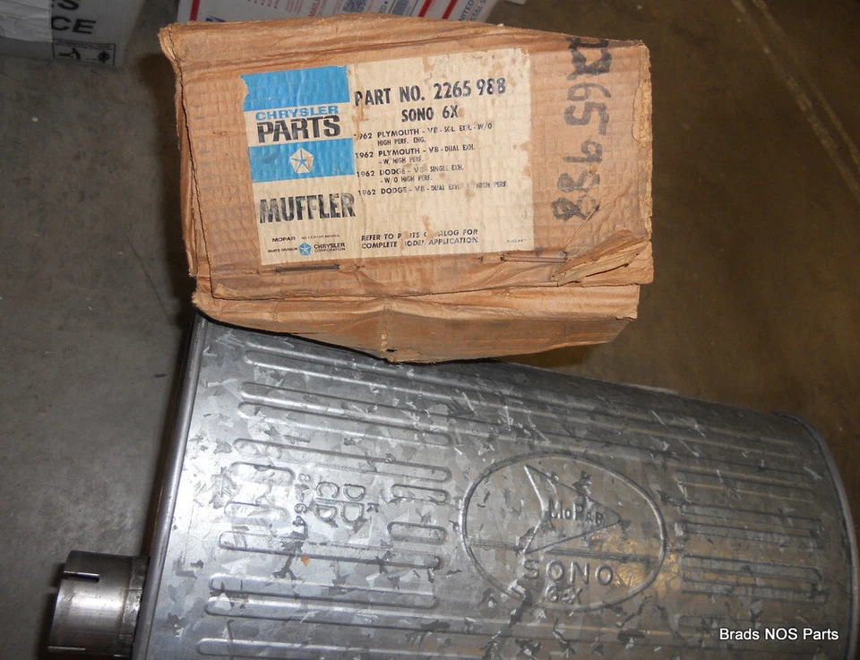 NOS Mopar 1962 Plymouth Belvedere Dodge Polara MUFFLER w/HI-PO DUAL EXH  2265988 - Image 2 of 4