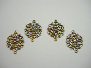 Antiqued Oxidized Brass Drops Earring Findings Victorian Connectors 4