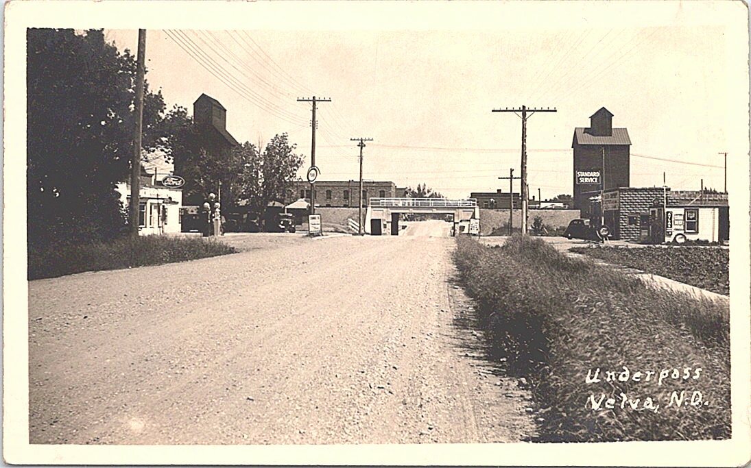 RPPC Velva North Dakota Street Scene Gas Station and Ford Auto