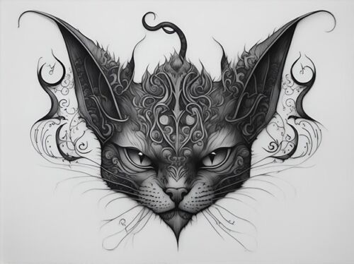 Image numérique photo papier peint arrière-plan art tête de chat - Photo 1/1