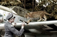 WW2 Picture Photo German Pilot Franz von Werra and his pet lion Simba 8222
