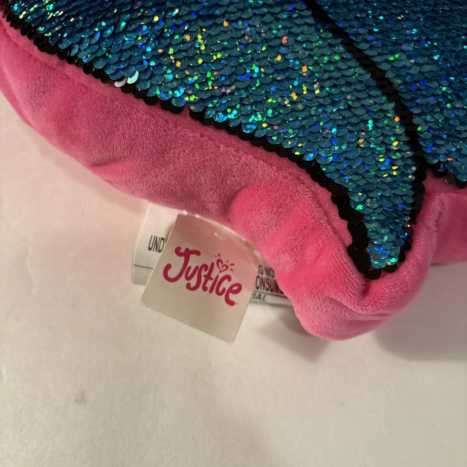 Justice Unicorn Head Sequin Soft Pink Pillow Reversible White/Blue Silver/Purple - Image 2 of 4