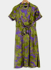 Tahari Womens Size 8 Floral Short Sleeve Midi ShirtDress NEW